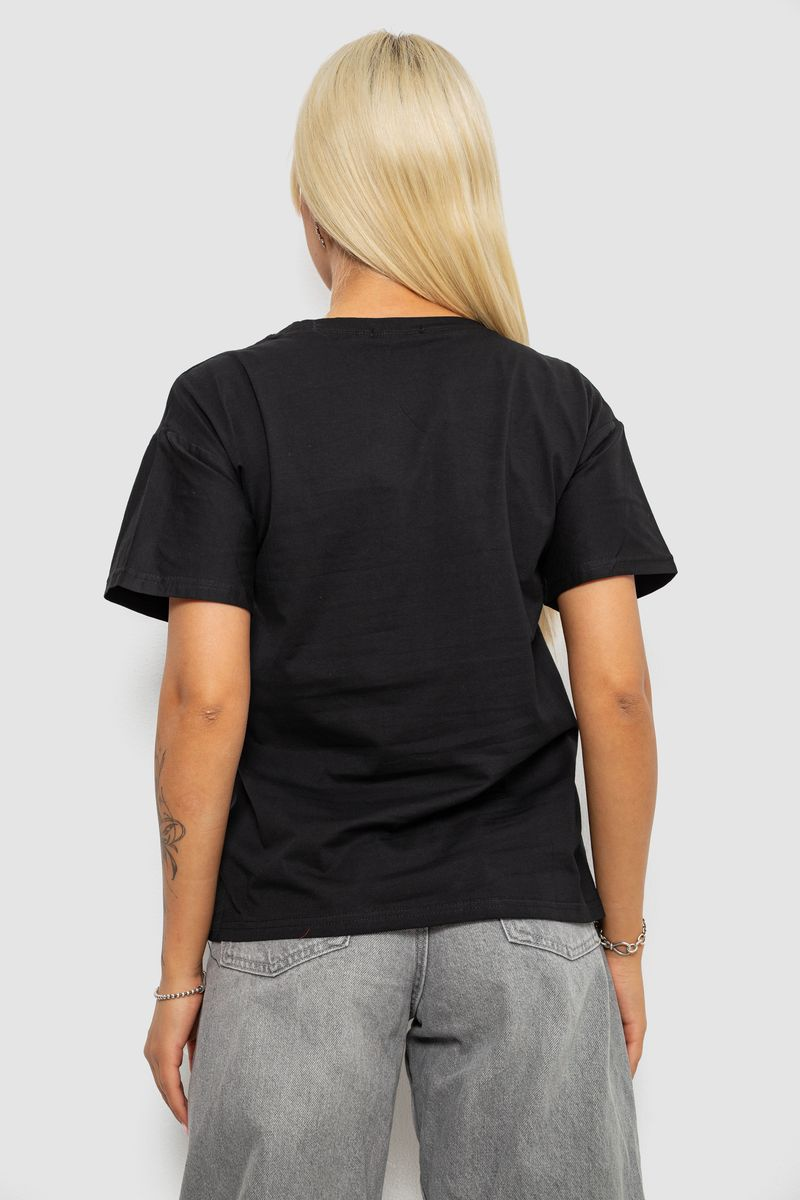 Women's T-shirt with print, black color, 221R2813