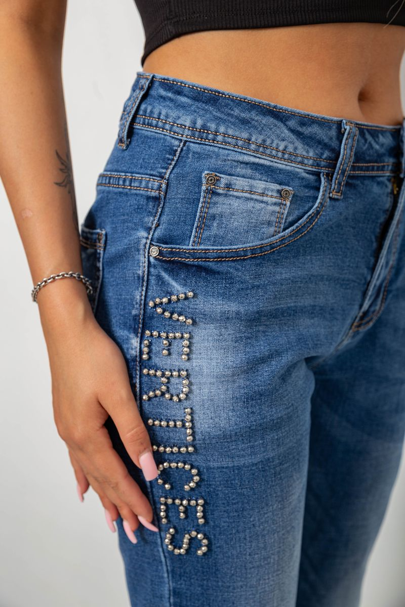Джинси жіночі однотонні Skinny, колір синій, 244RVE-827