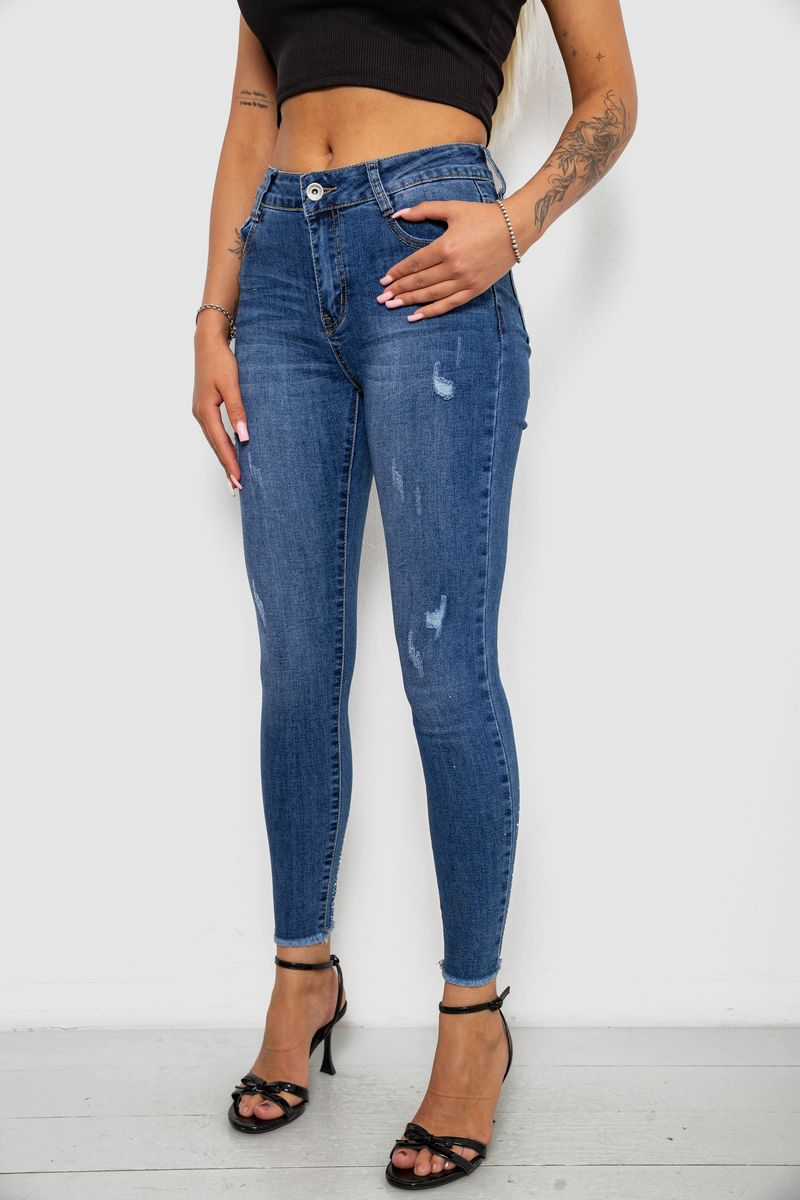Джинси жіночі однотонні Skinny, колір синій, 244RS5712