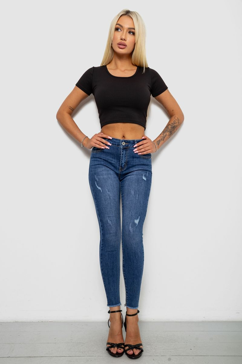 Джинси жіночі однотонні Skinny, колір синій, 244RS5712
