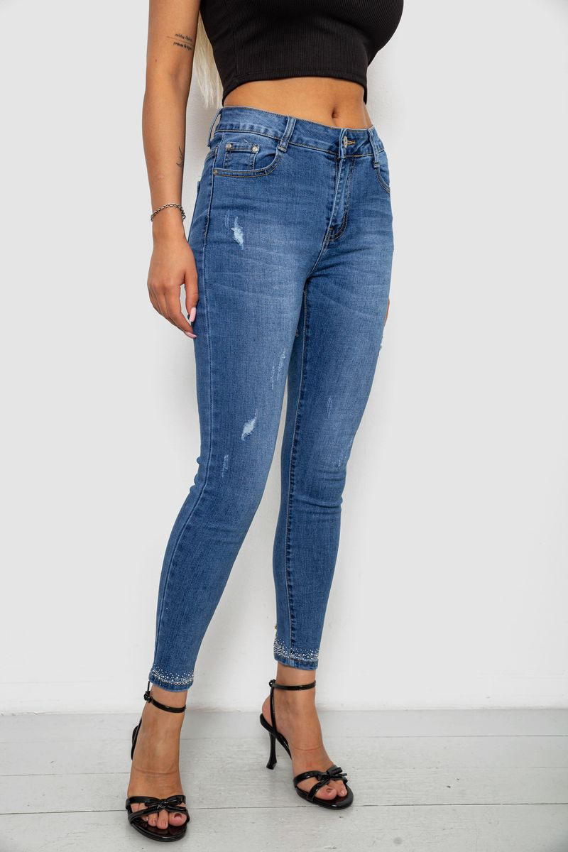 Джинси жіночі однотонні Skinny, колір синій, 244RS5711