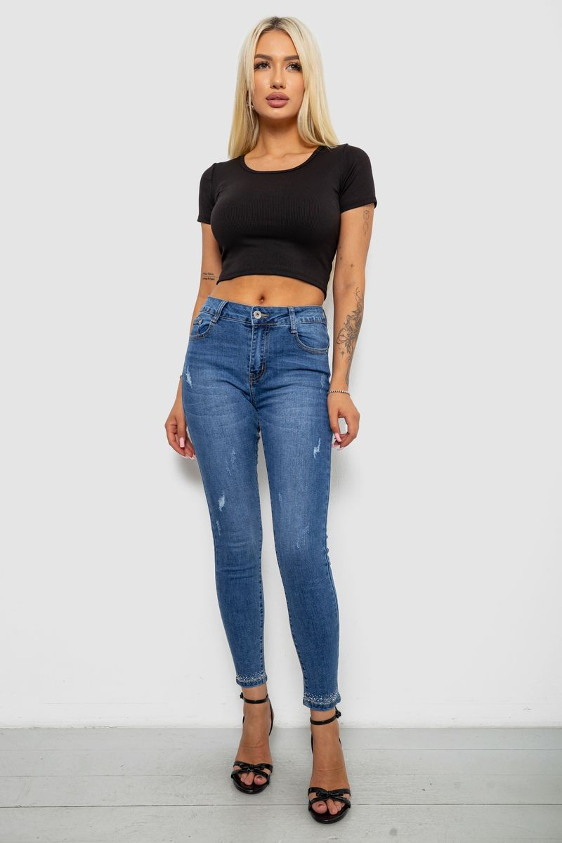 Джинси жіночі однотонні Skinny, колір синій, 244RS5711