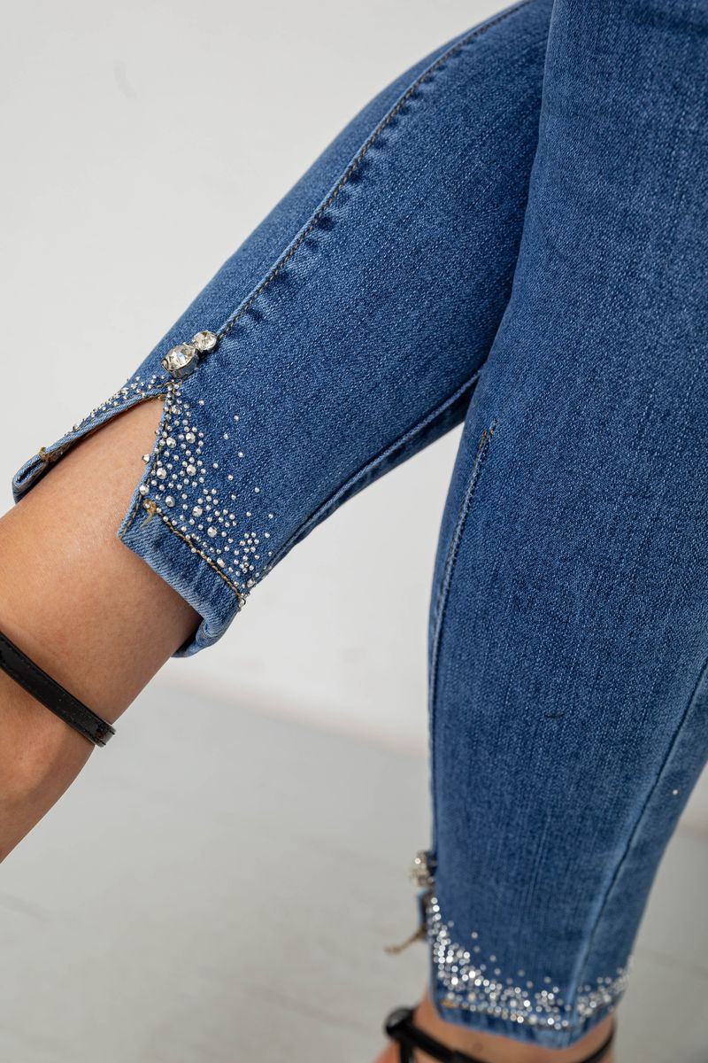 Джинси жіночі однотонні Skinny, колір синій, 244RS5711