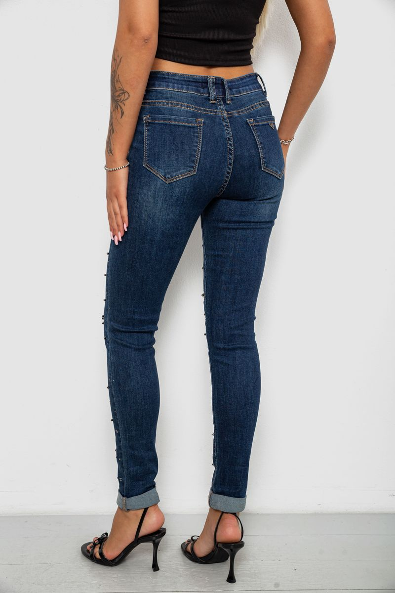 Джинси жіночі однотонні Skinny, колір синій, 244RA-019