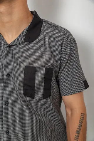 Сорочка чоловіча в клітинку, колір чорний, 244R140