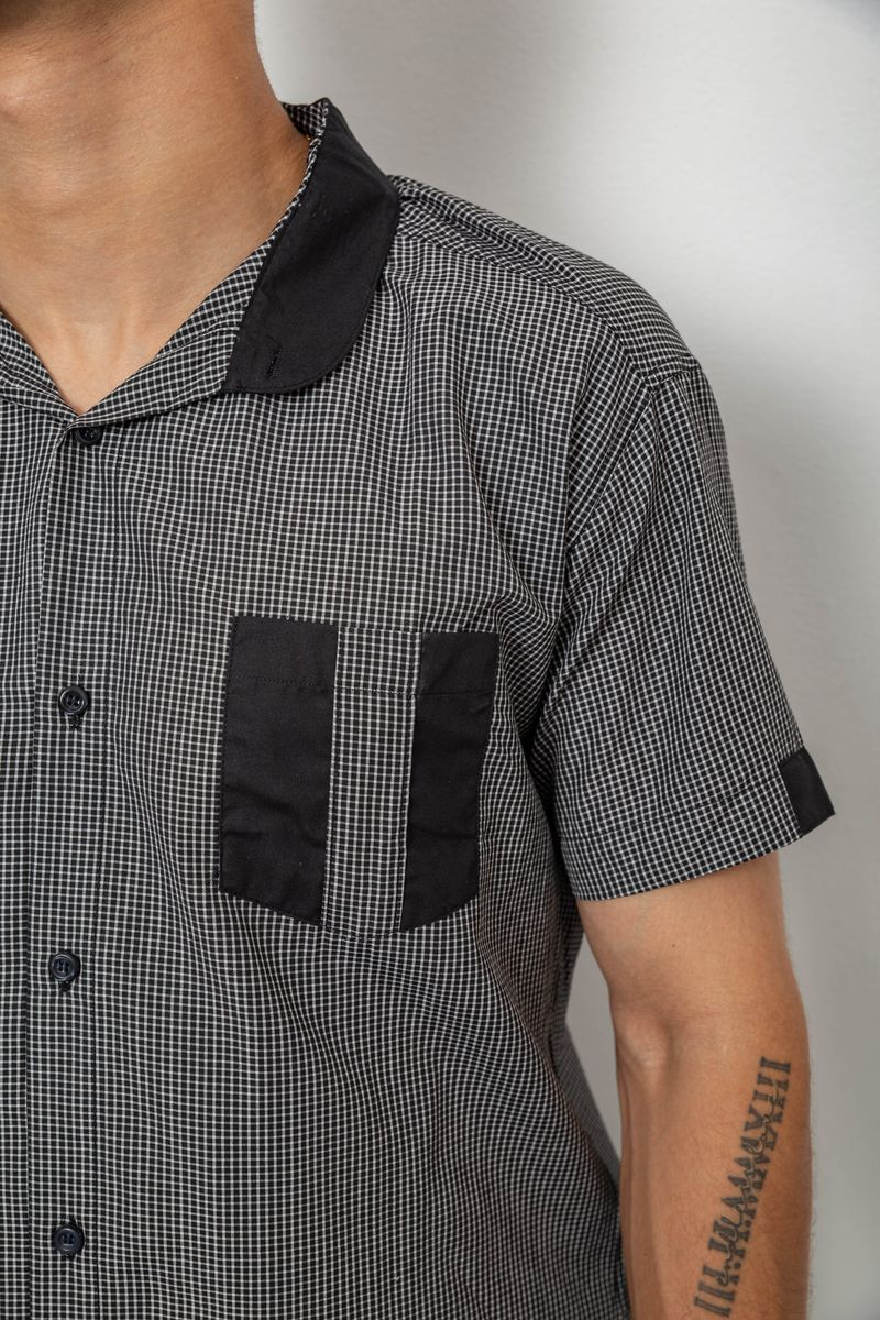 Сорочка чоловіча в клітинку, колір чорний, 244R140