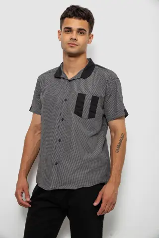 Сорочка чоловіча в клітинку, колір чорний, 244R140