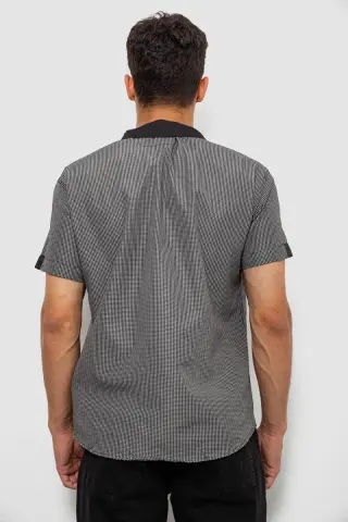 Сорочка чоловіча в клітинку, колір чорний, 244R140
