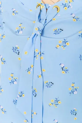 Блуза з квітковим принтом, колір блакитний, 230R150-6