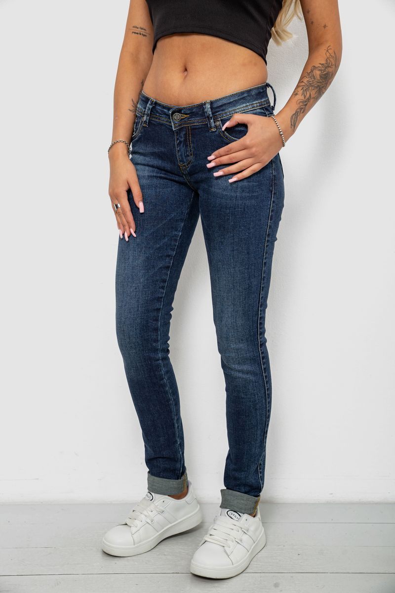 Джинси жіночі однотонні Skinny, колір синій, 244RSH9518