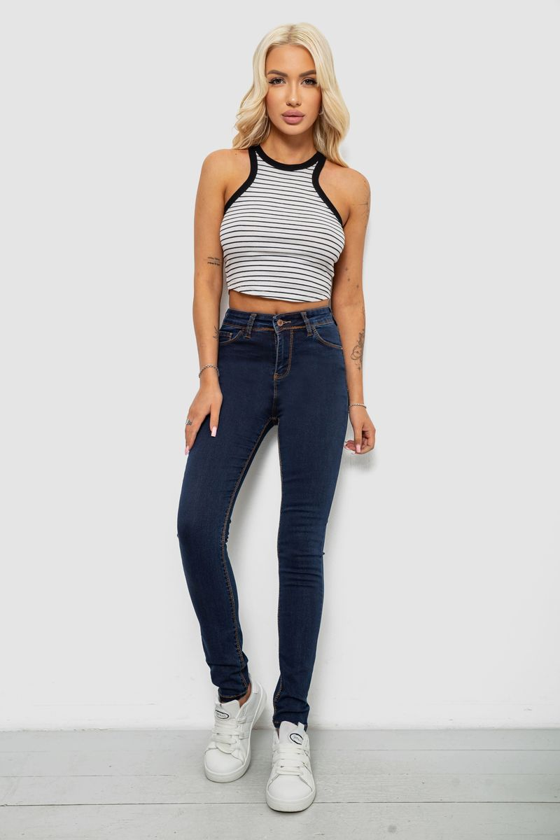 Джинси жіночі однотонні Skinny, колір синій, 244R502-5