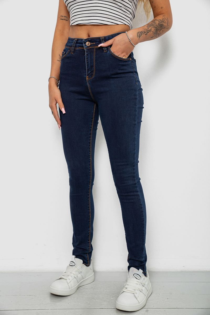 Джинси жіночі однотонні Skinny, колір синій, 244R502-5