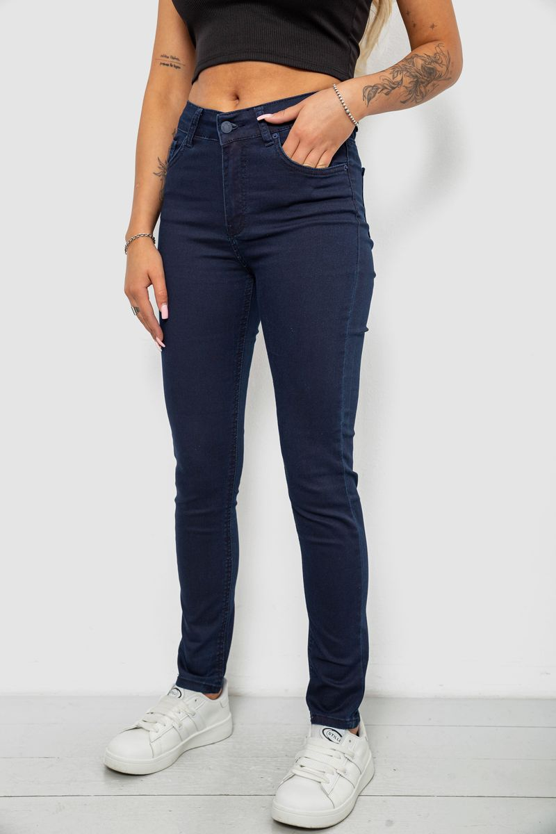 Джинси жіночі однотонні Skinny, колір синій, 244R253-10