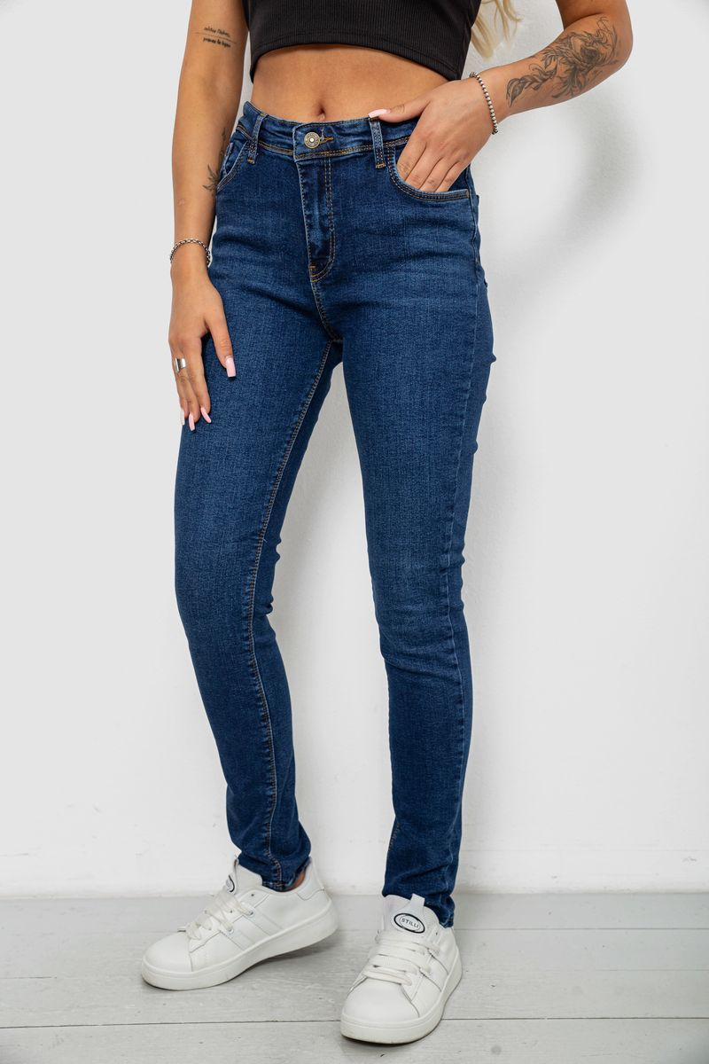 Джинси жіночі однотонні Skinny, колір темно-синій, 244R2001-B