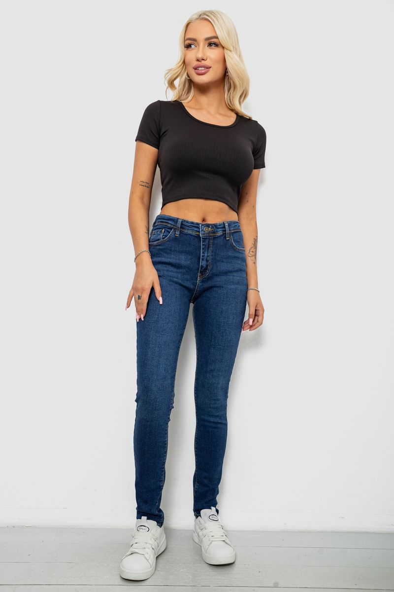 Джинси жіночі однотонні Skinny, колір темно-синій, 244R2001-B