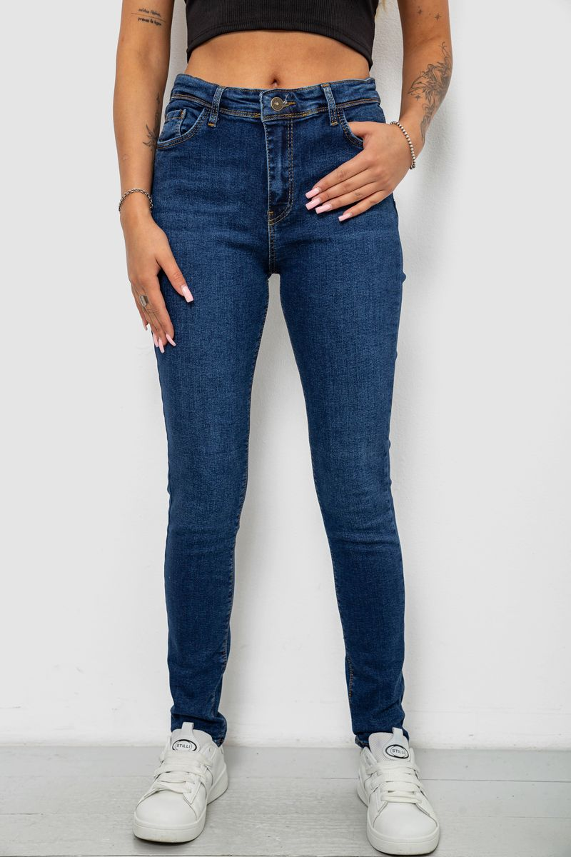 Джинси жіночі однотонні Skinny, колір темно-синій, 244R2001-B