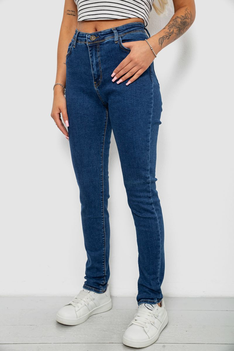 Джинси жіночі однотонні Skinny, колір синій, 244R2001-B