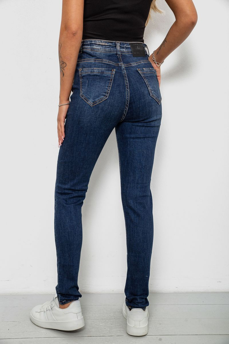 Джинси жіночі однотонні Skinny, колір синій, 244R11989