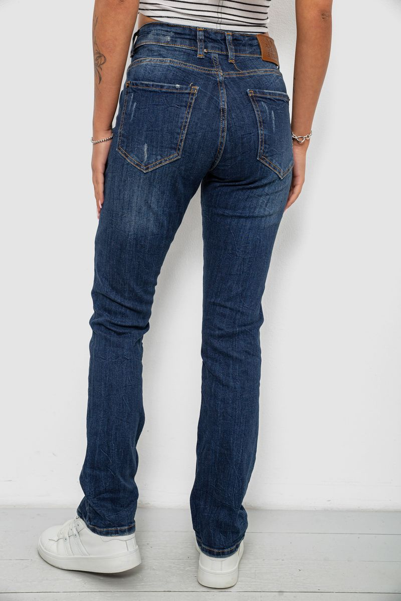 Джинси жіночі однотонні Straight fit, колір синій, 244R11489