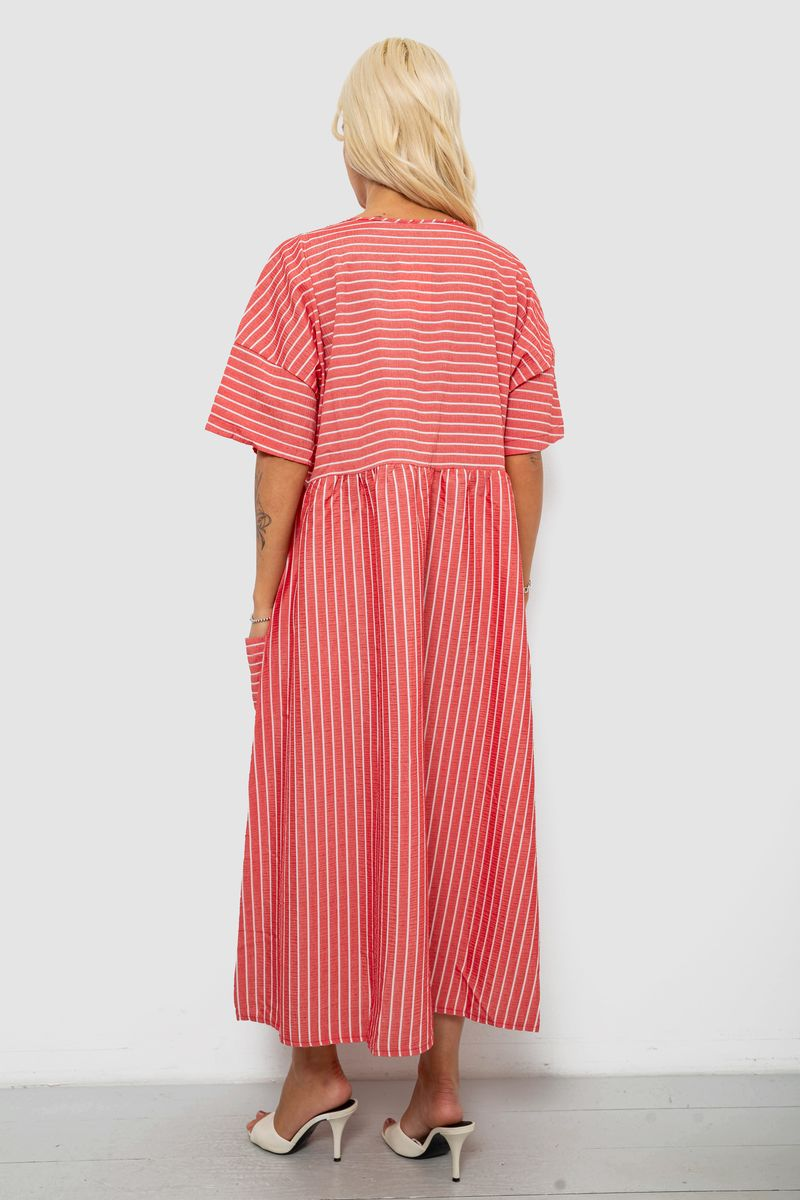 Сукня жіноча однотонна в смужку, колір червоний, 244R0801