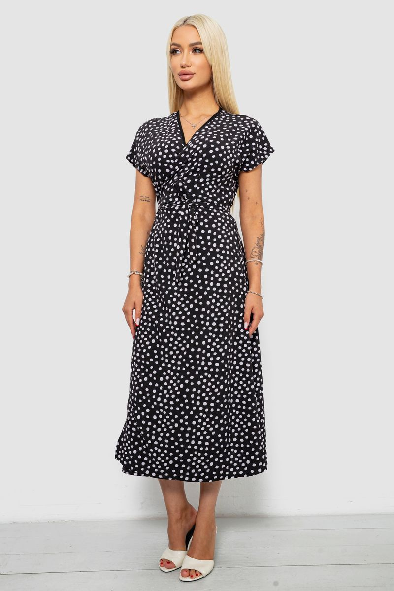 Women's Polka Dot Dress, Black Color, 257R177