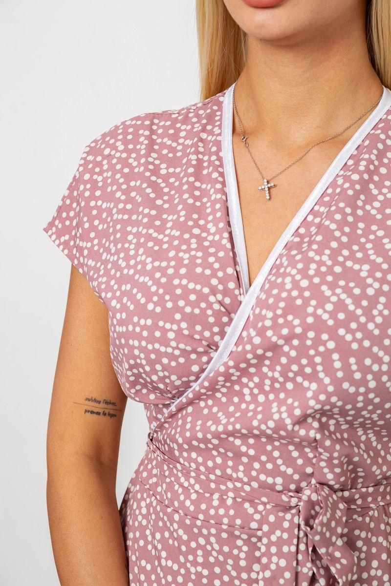Women's Polka Dot Dress, Powder Color, 257R177-1