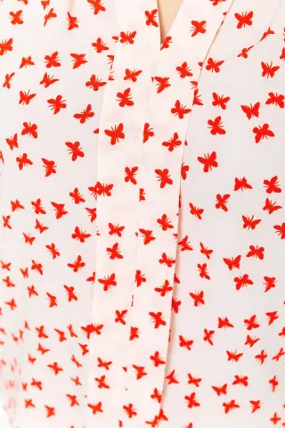 Блуза з принтом, колір молочно-червоний, 230R152-3
