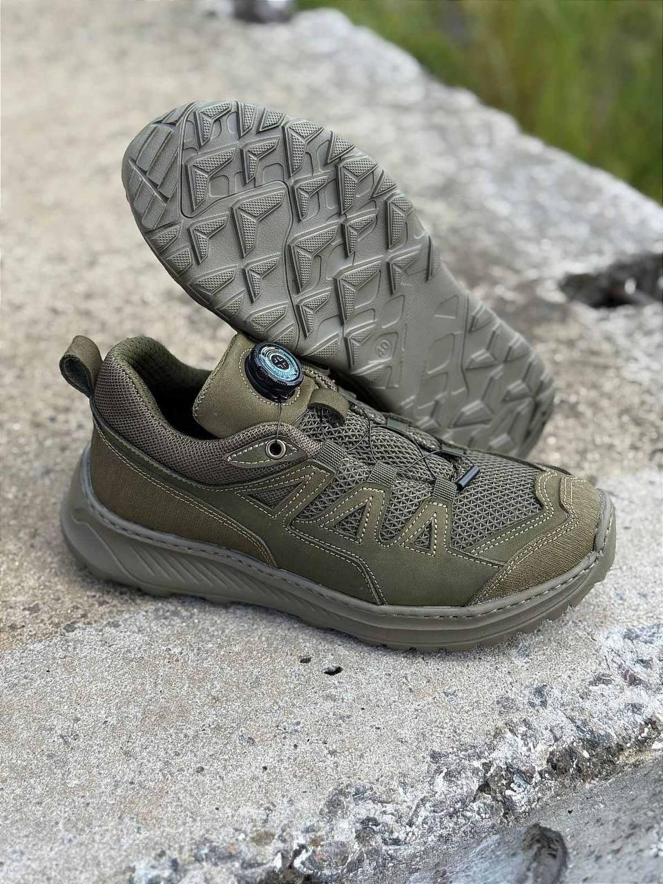 Тактические летние кроссовки «Зубр» с автошнуровкой Olive