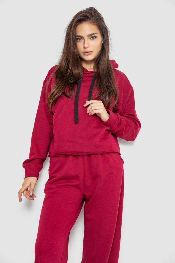 Спортивний костюм жіночий двонитка, колір бордовий, 252R500