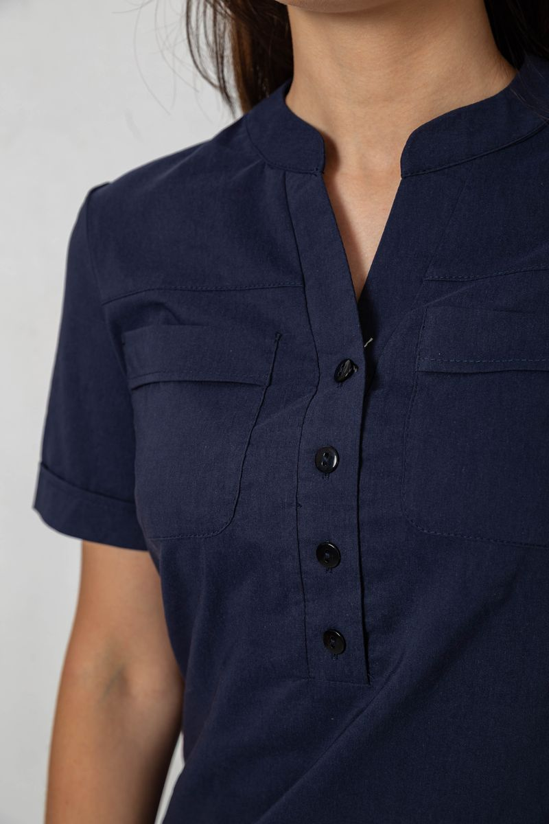 Блуза однотонная, колір синій, 230R73-5