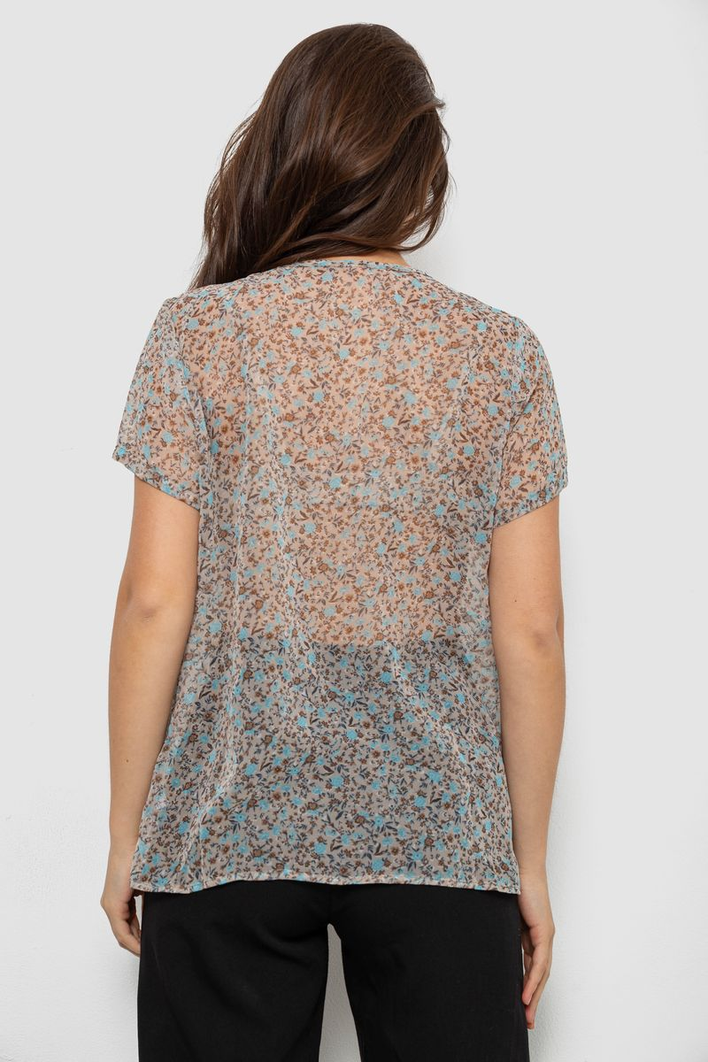 Блуза жіноча з принтом, колір бежевий, 230R0214-1