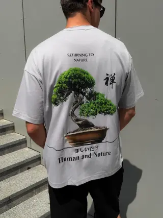 Gray T-shirt green tree