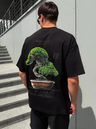 Black T-shirt green tree