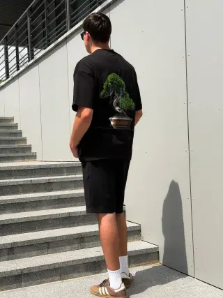 Black T-shirt green tree