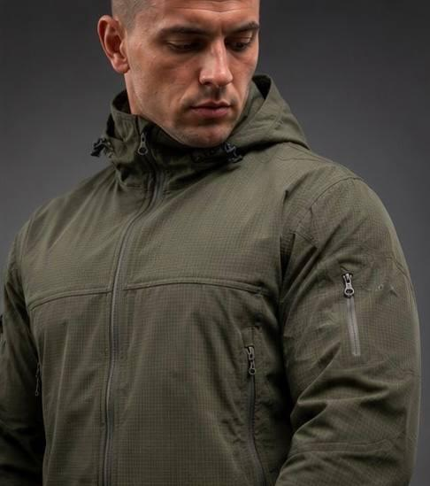 Spring Rip-Stop Microweave Jacket Olive with Hood