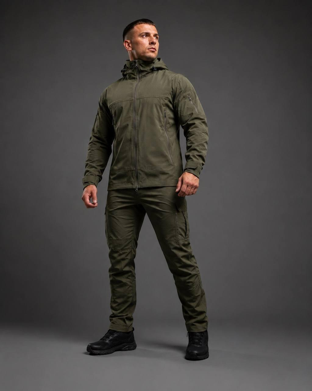 Spring Rip-Stop Microweave Jacket Olive with Hood