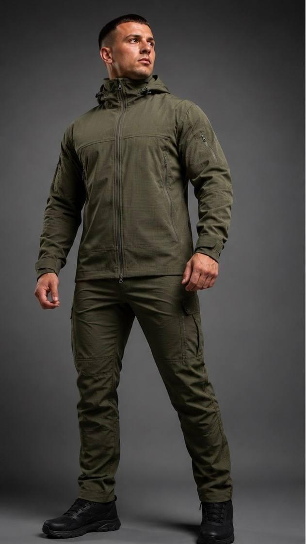 Spring Rip-Stop Microweave Jacket Olive with Hood