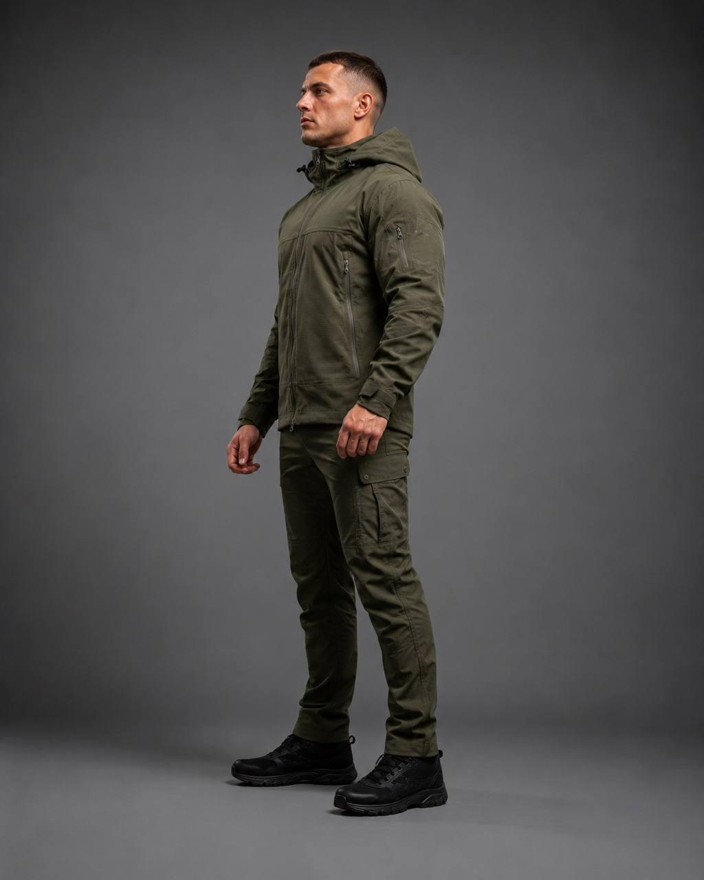 Spring Rip-Stop Microweave Jacket Olive with Hood