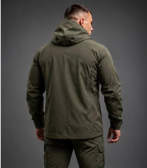 Spring Rip-Stop Microweave Jacket Olive with Hood