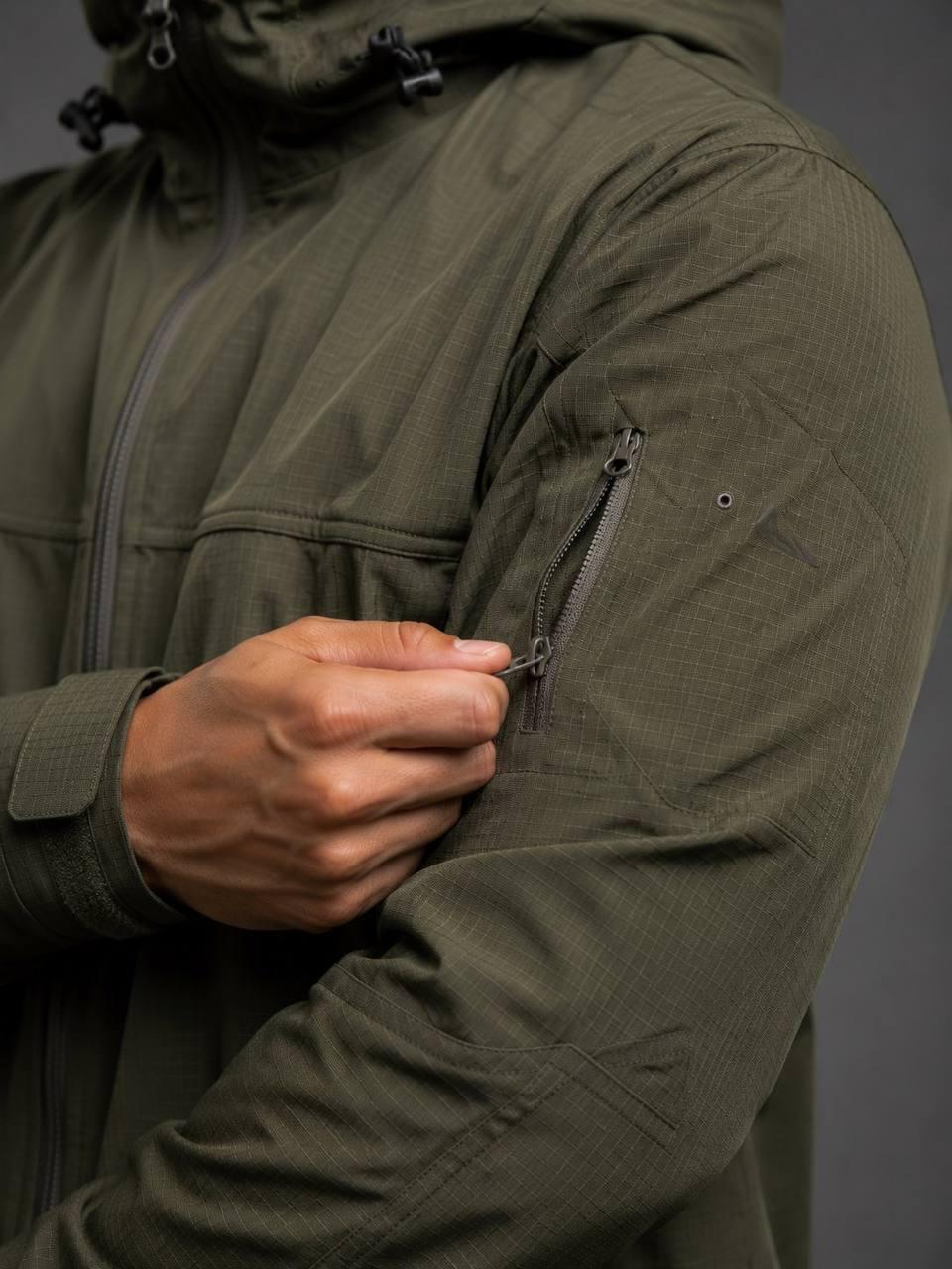 Spring Rip-Stop Microweave Jacket Olive with Hood