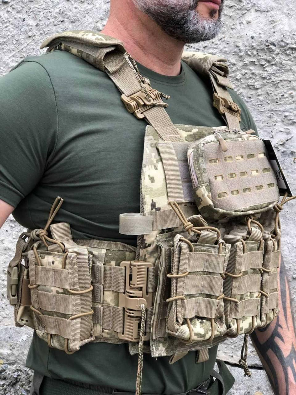Плитоноска із подвійним швидким скиданням Singl Sword Піксель на 4 точки скидання, 7 підсумків