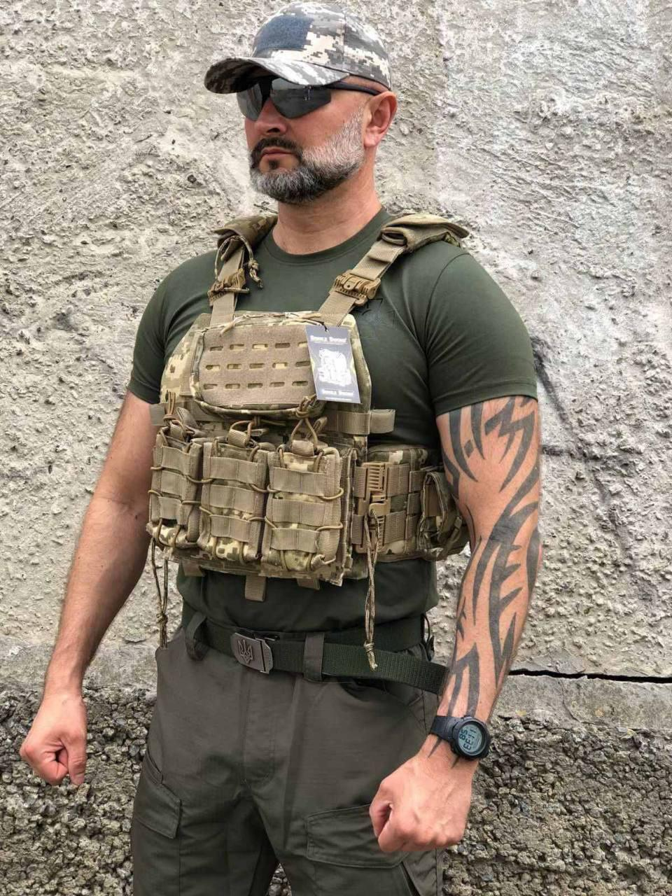 Плитоноска із подвійним швидким скиданням Singl Sword Піксель на 4 точки скидання, 7 підсумків