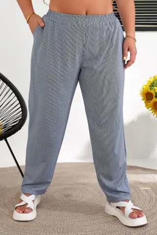 Women's everyday striped pants, blue color, 257R420