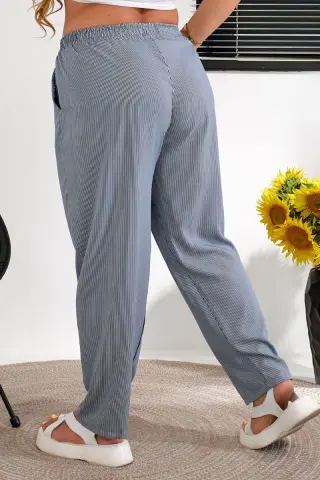 Women's everyday striped pants, blue color, 257R420