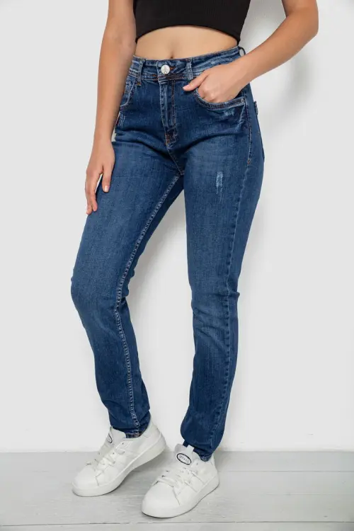 Джинси жіночі однотонні Skinny, колір синій, 244R11966