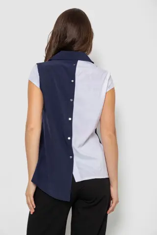 Блуза двухцветная, колір біло-синій, 230R99