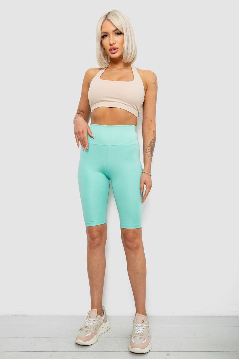 Women's solid-color bike shorts, mint color, 214R922