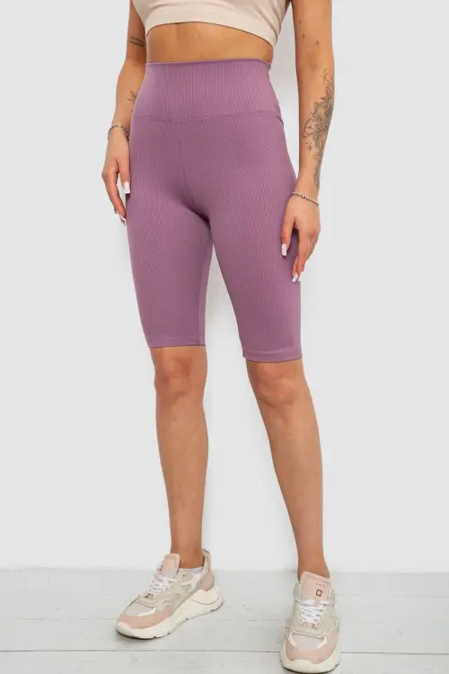 Women's ribbed bike shorts, dark purple color, 214R264