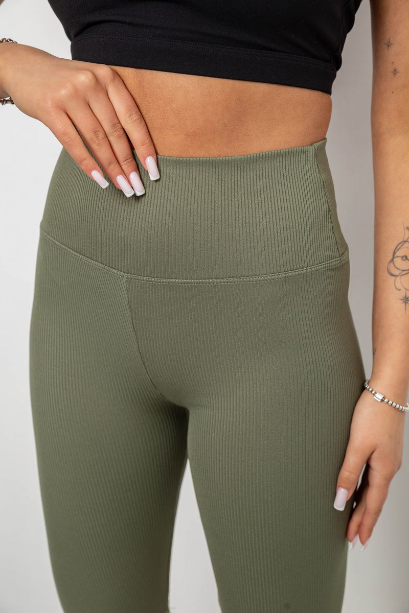 Women's ribbed bike shorts, solid color, dark olive, 214R264