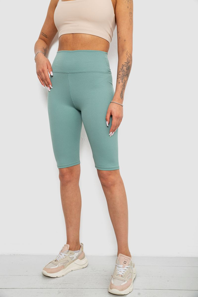 Women's Ribbed Cycling Shorts in Solid Light Olive, 214R264